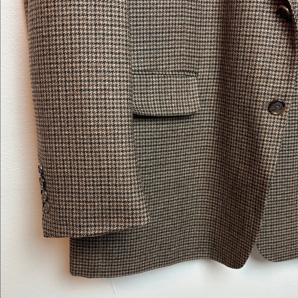 VTG Alan Flusser Men’s Houndstooth Lambswool Cashmere Brown Blazer‎ 46R